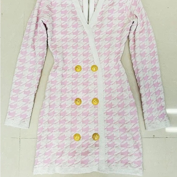 Pink houndstooth mini dress - Picture 4 of 9